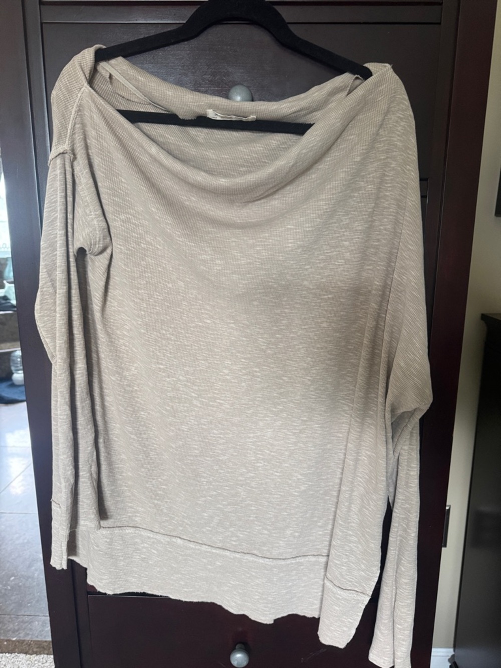 We The Free Taupe Ribbed Long Sleeve Top